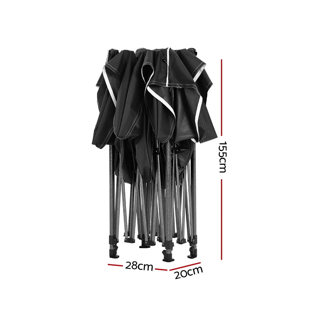 Instahut Gazebo Pop Up Marquee 3x4.5 Folding 500D Wedding Tent Base Pod Black - Mekamart Australia