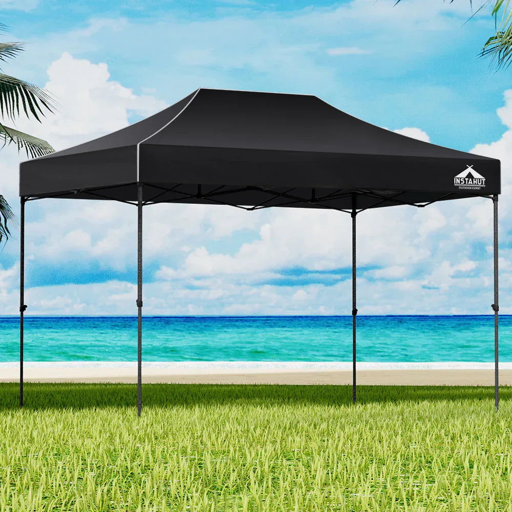 Instahut Gazebo Pop Up Marquee 3x4.5 Folding 500D Wedding Tent Base Pod Black - Mekamart Australia