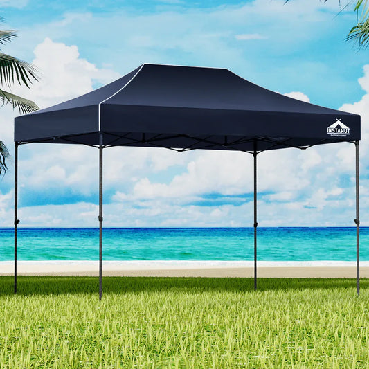 Instahut Gazebo Pop Up Marquee 3x4.5m Folding Tent Camping 500D Oxford Navy - Mekamart Australia