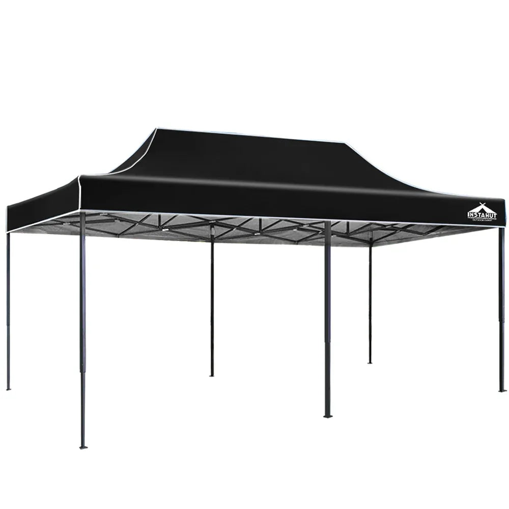 Instahut Gazebo Pop Up Marquee 3x6 Folding Outdoor 500D Tent Base Pod Black - Mekamart Australia