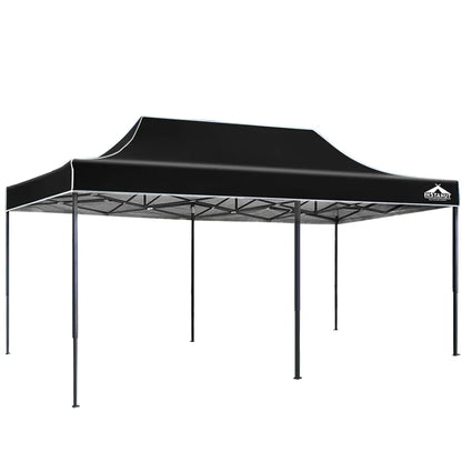 Instahut Gazebo Pop Up Marquee 3x6 Folding Outdoor 500D Tent Base Pod Black - Mekamart Australia
