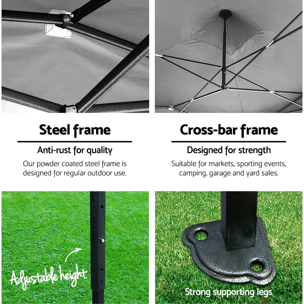 Instahut Gazebo Pop Up Marquee 3x6 Folding Outdoor 500D Tent Base Pod Black - Mekamart Australia