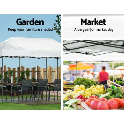 Instahut Gazebo Pop Up Marquee 3x6 Folding Tent Wedding 500D Oxford Fabric White - Mekamart Australia