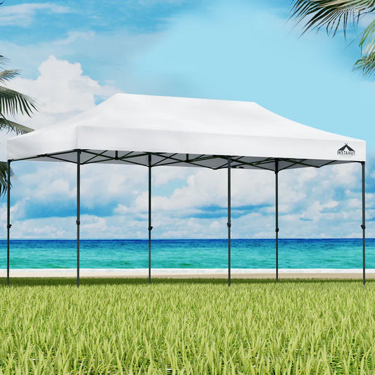 Instahut Gazebo Pop Up Marquee 3x6 Folding 500D Wedding Tent Base Pod White - Mekamart Australia