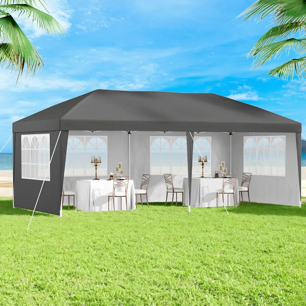 Instahut Gazebo 3x6m Pop Up Marquee Wedding Party Outdoor Camping Canopy Grey - Mekamart Australia