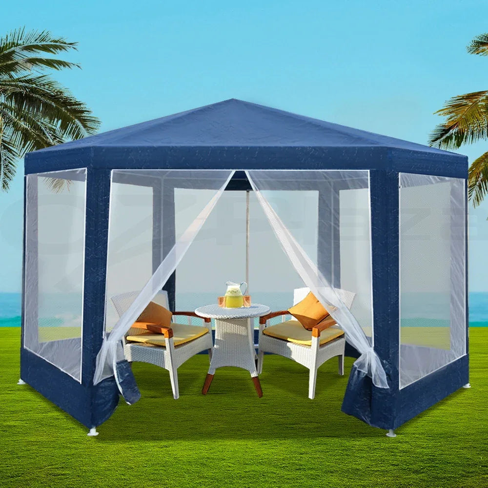 Instahut Gazebo?2x2m Marquee Wedding Party Tent Outdoor Camping Mesh Wall Canopy Shade Gazebos Navy - Mekamart Australia