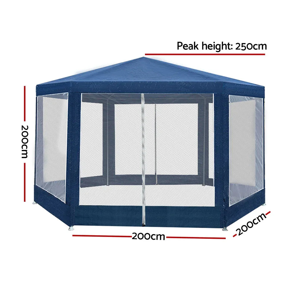 Instahut Gazebo?2x2m Marquee Wedding Party Tent Outdoor Camping Mesh Wall Canopy Shade Gazebos Navy - Mekamart Australia