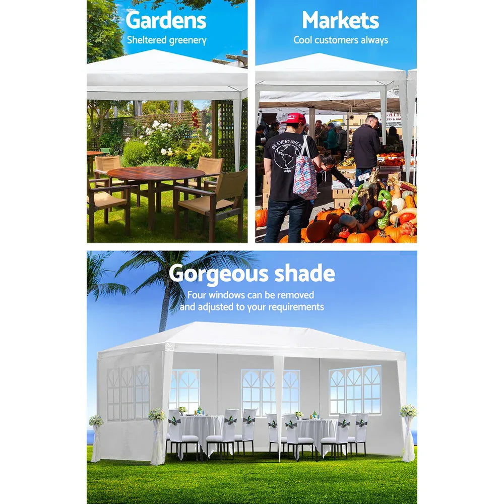 Instahut Gazebo 3x6m Marquee Wedding Party Tent Outdoor Camping Side Wall Canopy 4 Panel White - Mekamart Australia