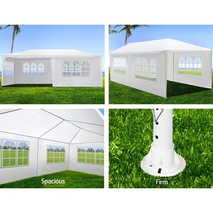 Instahut Gazebo 3x6m Marquee Wedding Party Tent Outdoor Camping Side Wall Canopy 4 Panel White - Mekamart Australia