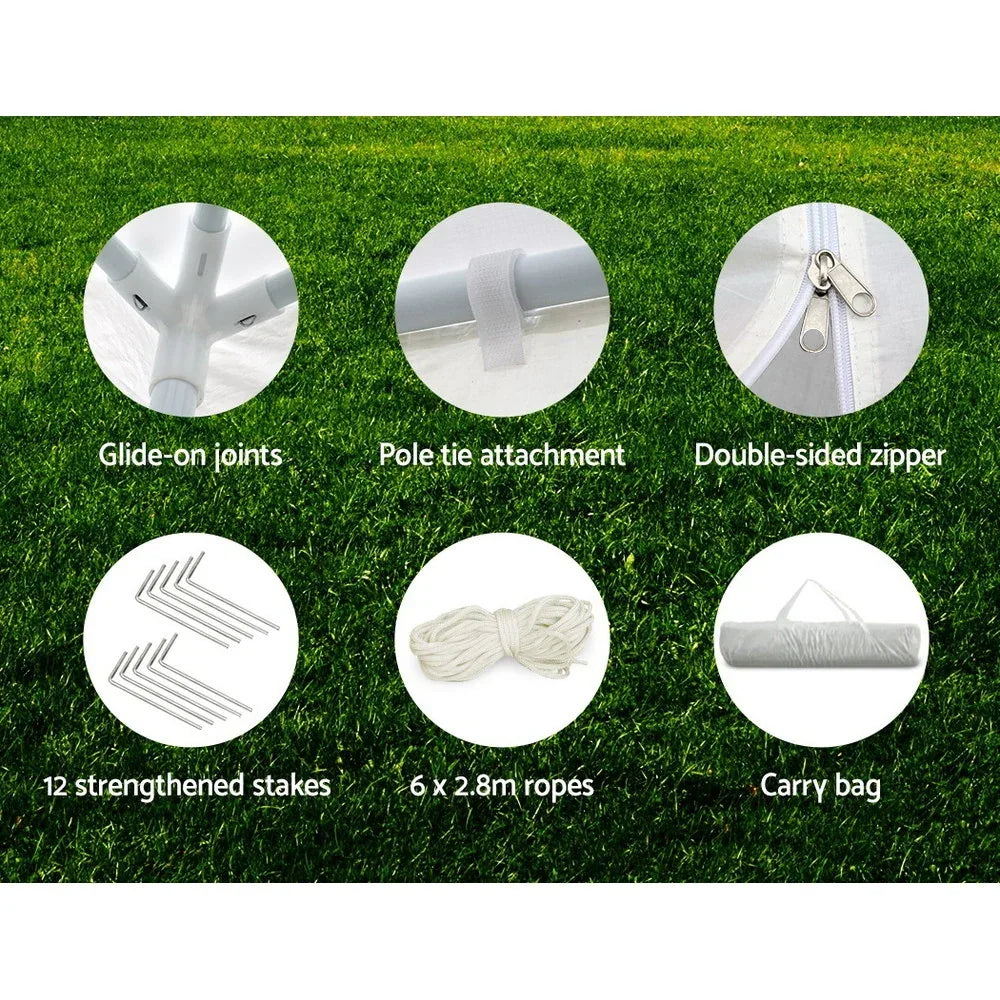 Instahut Gazebo 3x6m Marquee Wedding Party Tent Outdoor Camping Side Wall Canopy 4 Panel White - Mekamart Australia