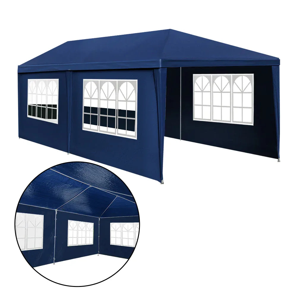 Instahut Gazebo 3x6m Marquee Wedding Party Tent Outdoor Camping Side Wall Canopy 6 Panel Blue - Mekamart Australia