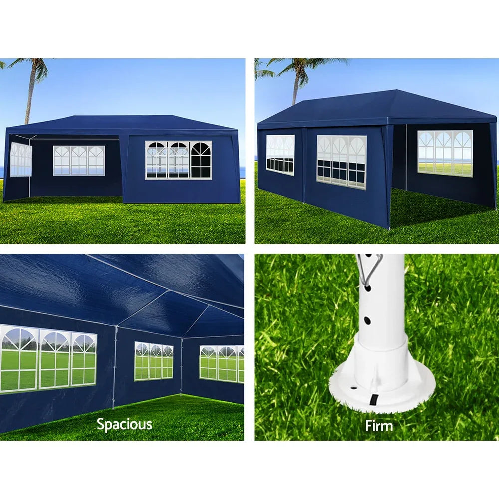 Instahut Gazebo 3x6m Marquee Wedding Party Tent Outdoor Camping Side Wall Canopy 6 Panel Blue - Mekamart Australia