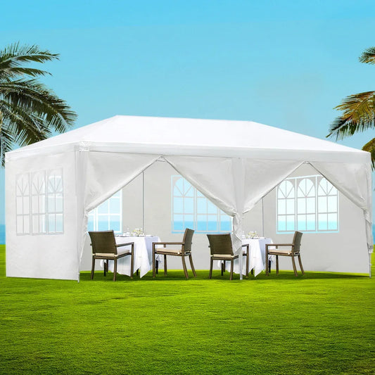 Instahut Gazebo 3x6m Marquee Wedding Party Tent Outdoor Camping Side Wall Canopy 6 Panel White - Mekamart Australia