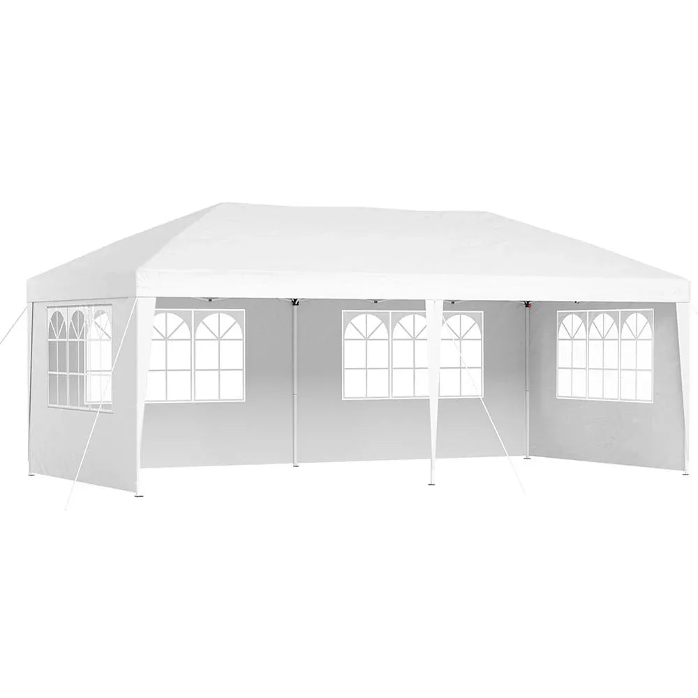 Instahut Gazebo Pop Up Marquee 3x6m Wedding Party Outdoor Camping Tent Canopy Side Wall White - Mekamart Australia