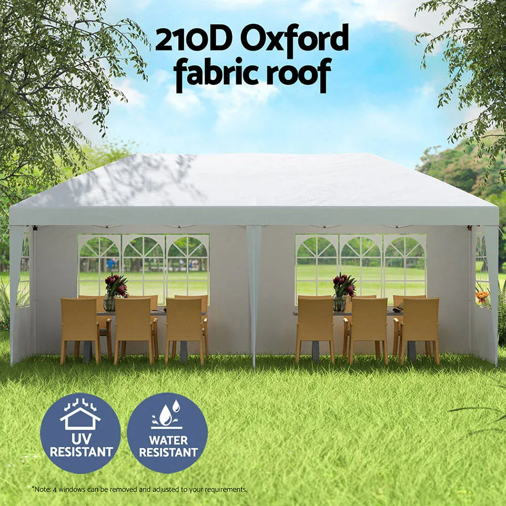 Instahut Gazebo Pop Up Marquee 3x6m Wedding Party Outdoor Camping Tent Canopy Side Wall White - Mekamart Australia
