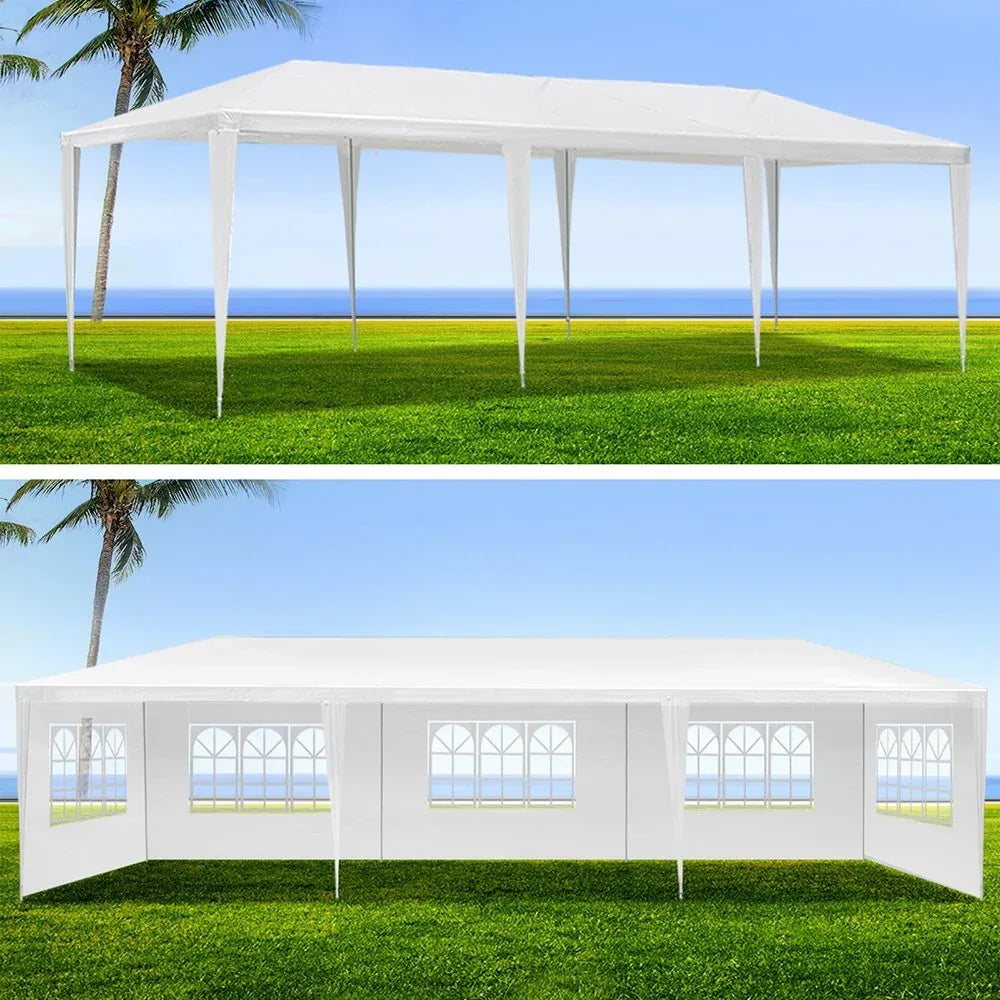 Instahut Gazebo 3x9m Marquee Wedding Party Tent Outdoor Camping Side Wall Canopy 5 Panel White - Mekamart Australia