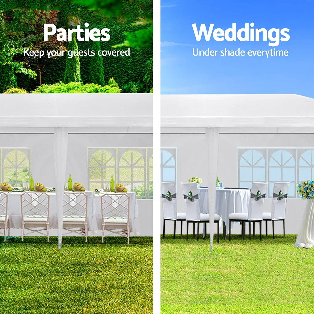 Instahut Gazebo 3x9m Marquee Wedding Party Tent Outdoor Camping Side Wall Canopy 8 Panel White - Mekamart Australia