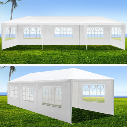 Instahut Gazebo 3x9m Marquee Wedding Party Tent Outdoor Camping Side Wall Canopy 8 Panel White - Mekamart Australia