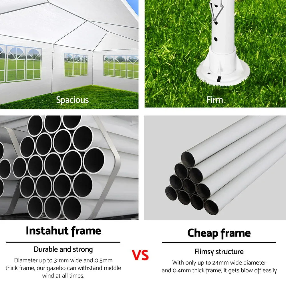 Instahut Gazebo 3x9m Marquee Wedding Party Tent Outdoor Camping Side Wall Canopy 8 Panel White - Mekamart Australia