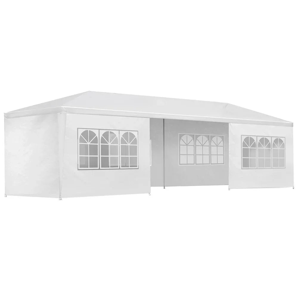 Instahut Gazebo 3x9m Marquee Wedding Party Tent Outdoor Camping Side Wall Canopy 8 Panel White - Mekamart Australia