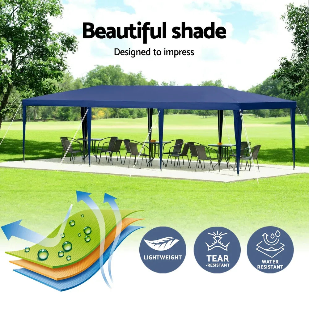 Instahut Gazebo 3x9m Wedding Party Marquee Tent Outdoor Event Camping Shade Blue - Mekamart Australia