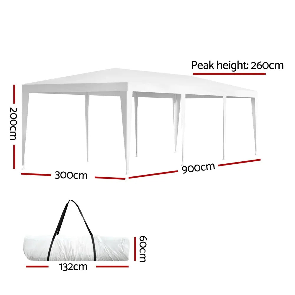 Instahut Gazebo 3x9 Wedding Party Marquee Tent Outdoor Event Camping Shade White - Mekamart Australia