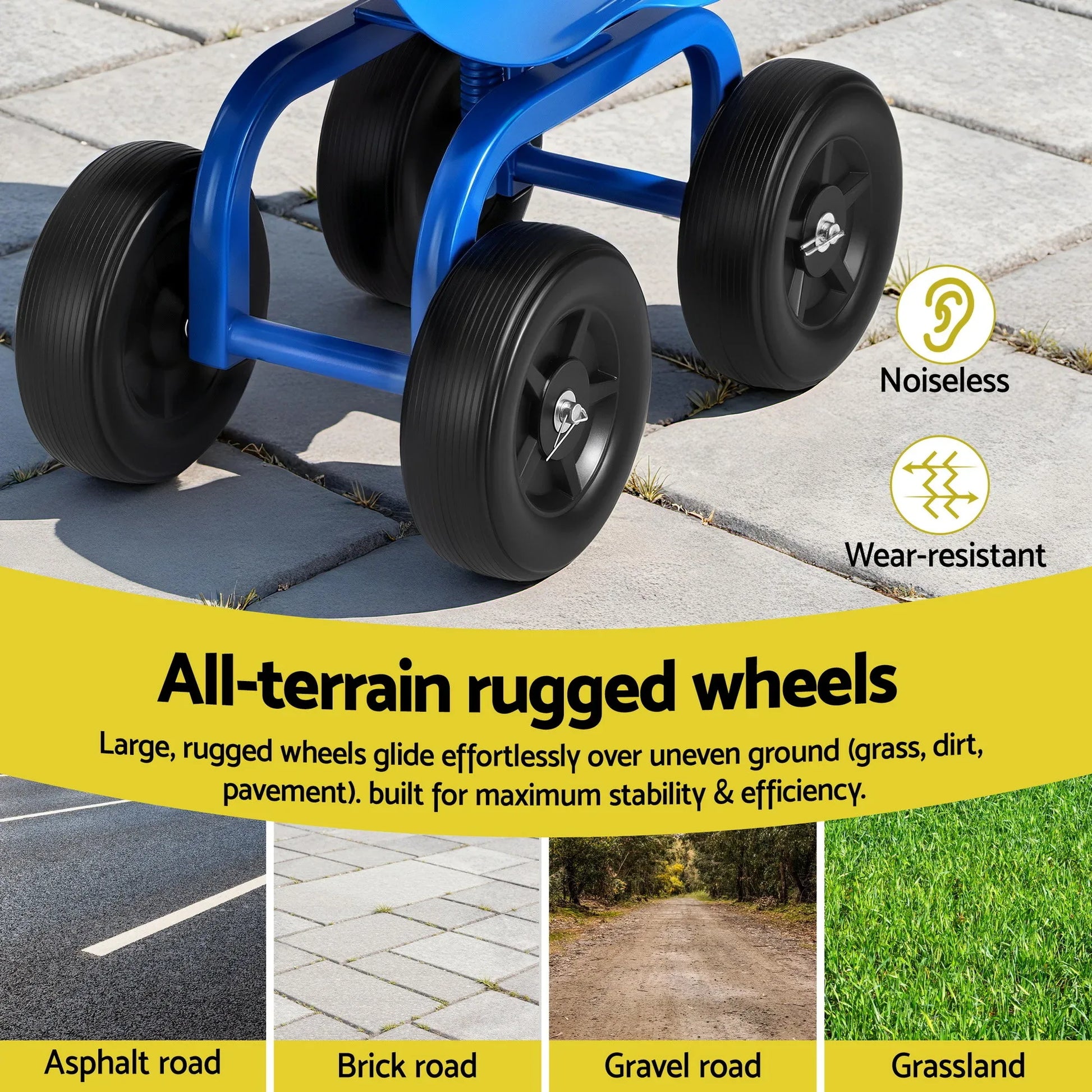 Gardeon Garden Seat 360 Swivel Rolling Adjustable Height Work Scooter Cart Wheels Heavy Duty 150kg - Mekamart Australia