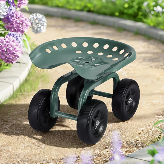 Gardeon Garden Seat 360 Swivel Rolling Adjustable Height Work Scooter Cart Wheels Heavy Duty 150kg - Mekamart Australia