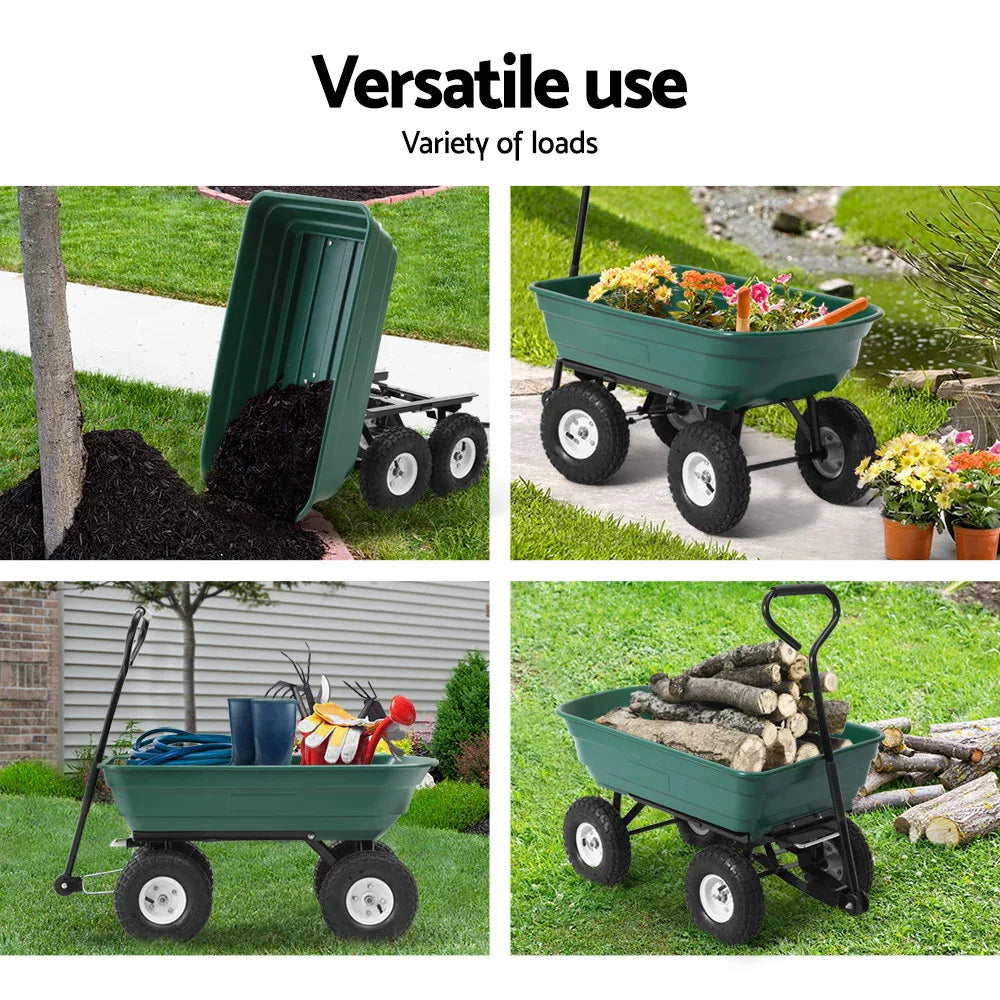 Gardeon Garden Cart Dump 270kg Hand Trailer Trolley Wagon Wheelbarrow Pull 75L - Mekamart Australia