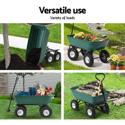 Gardeon Garden Cart Dump 270kg Hand Trailer Trolley Wagon Wheelbarrow Pull 75L - Mekamart Australia