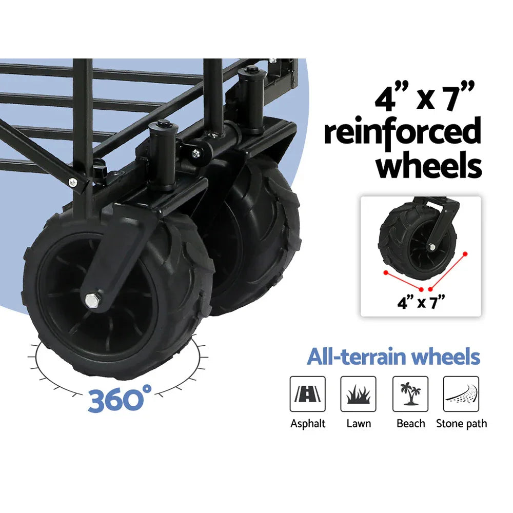 Gardeon Garden Cart Folding 120kg Trolley Camping Wagon Barrow Outdoor Beach - Mekamart Australia