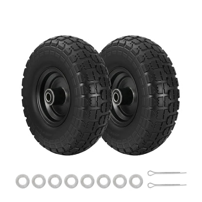 Gardeon 2pcs, 4.10/3.50-4 Tire And Wheel Flat Free, 26cm Solid Rubber Tires with 5/8 Axle Bore Hole And Double Sealed Bearings, Perfect for Wheelbarrow, Garden Cart, Wagon, Dolly - Mekamart Australia
