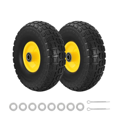 Gardeon 2pcs, 4.10/3.50-4 Tire And Wheel Flat Free, 26cm Solid Rubber Tires with 5/8 Axle Bore Hole And Double Sealed Bearings, Perfect for Wheelbarrow, Garden Cart, Wagon, Dolly - Mekamart Australia