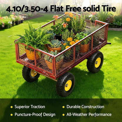 Gardeon 2pcs, 4.10/3.50-4 Tire And Wheel Flat Free, 26cm Solid Rubber Tires with 5/8 Axle Bore Hole And Double Sealed Bearings, Perfect for Wheelbarrow, Garden Cart, Wagon, Dolly - Mekamart Australia