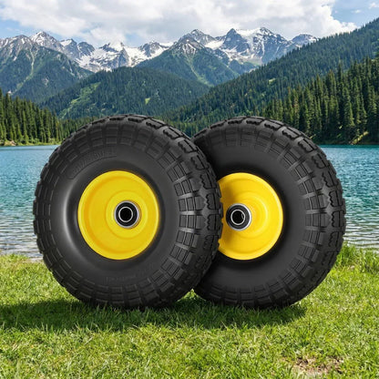 Gardeon 2pcs, 4.10/3.50-4 Tire And Wheel Flat Free, 26cm Solid Rubber Tires with 5/8 Axle Bore Hole And Double Sealed Bearings, Perfect for Wheelbarrow, Garden Cart, Wagon, Dolly - Mekamart Australia
