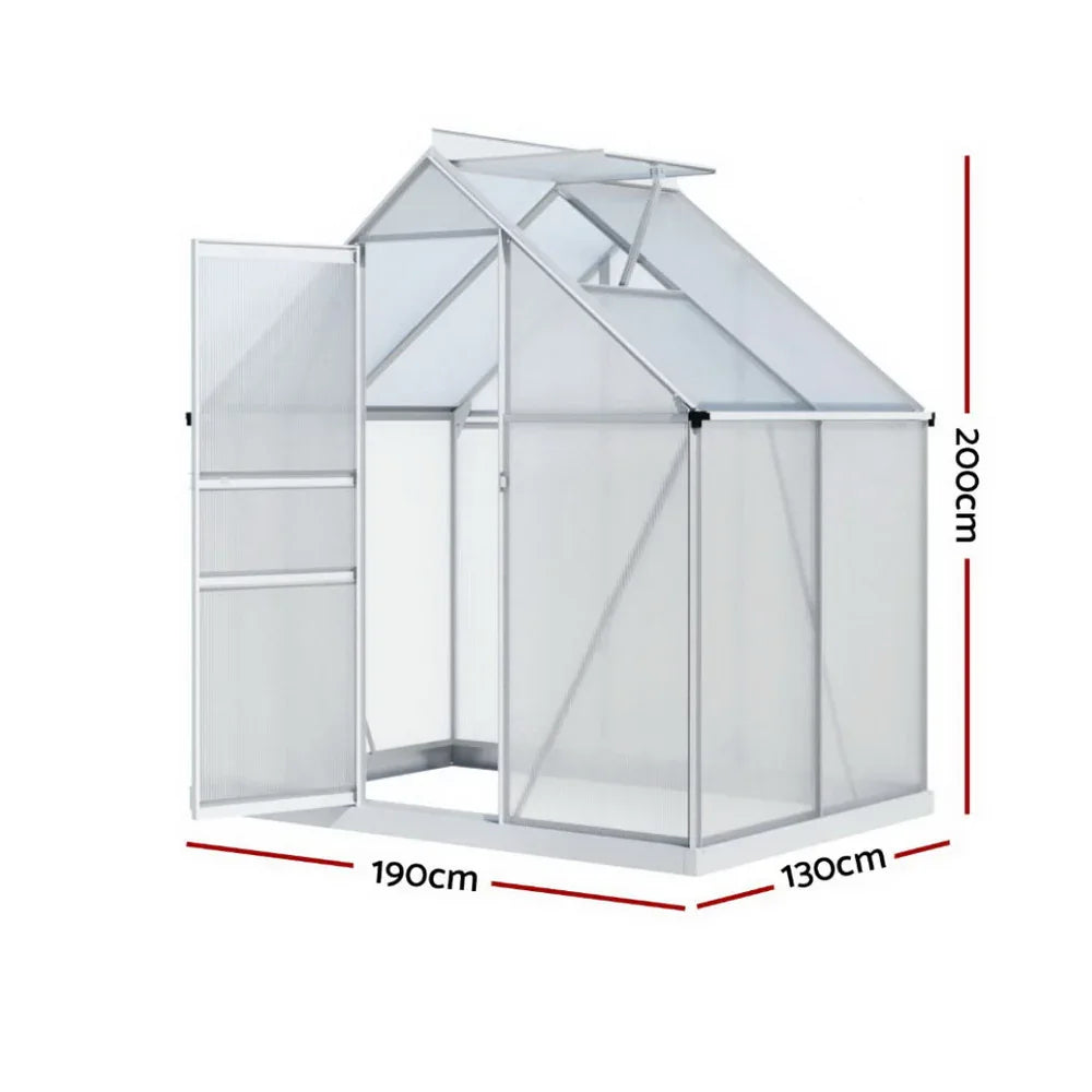 Green Fingers Greenhouse Aluminium Polycarbonate Premium Garden Storage Shed 3.1Mx1.9Mx2.0M - Mekamart Australia