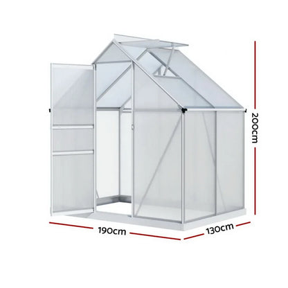 Green Fingers Greenhouse Aluminium Polycarbonate Premium Garden Storage Shed 3.1Mx1.9Mx2.0M - Mekamart Australia