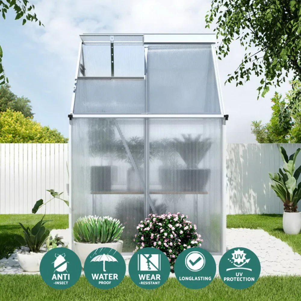 Green Fingers Greenhouse Aluminium Polycarbonate Premium Garden Storage Shed 3.1Mx1.9Mx2.0M - Mekamart Australia
