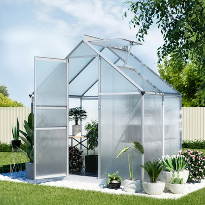 Green Fingers Greenhouse Aluminium Polycarbonate Premium Garden Storage Shed 3.1Mx1.9Mx2.0M - Mekamart Australia