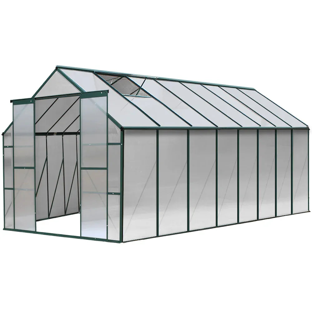 Green Fingers Greenhouse 5.1x2.44x2.1M Aluminium Polycarbonate Green House Garden Shed - Mekamart Australia