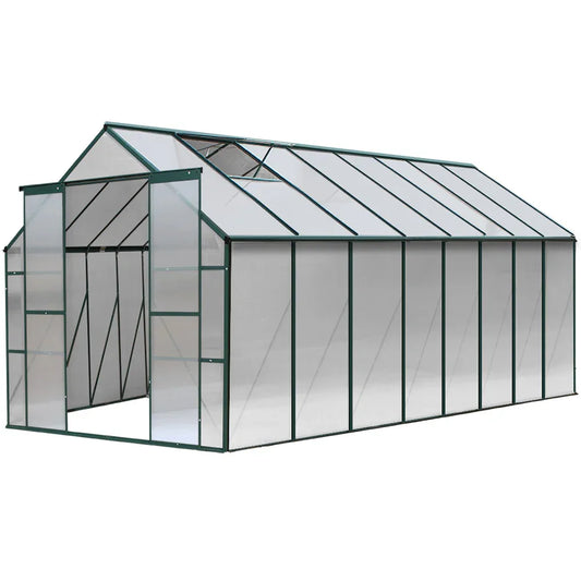 Green Fingers Greenhouse 5.1x2.44x2.1M Aluminium Polycarbonate Green House Garden Shed - Mekamart Australia