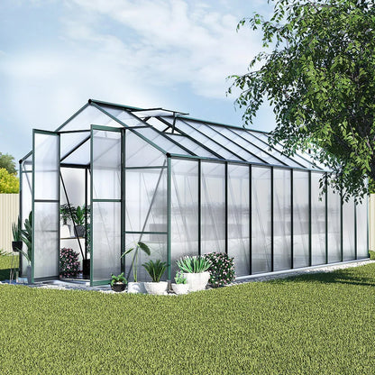 Green Fingers Greenhouse 6.3x2.44x2.1M Aluminium Polycarbonate Green House Garden Shed - Mekamart Australia