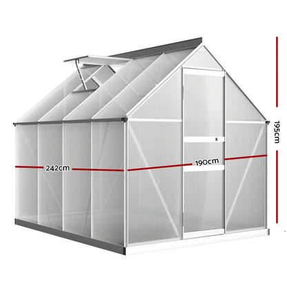 Green Fingers Greenhouse 2.42x1.9x1.95M Aluminium Polycarbonate Green House Garden Shed - Mekamart Australia