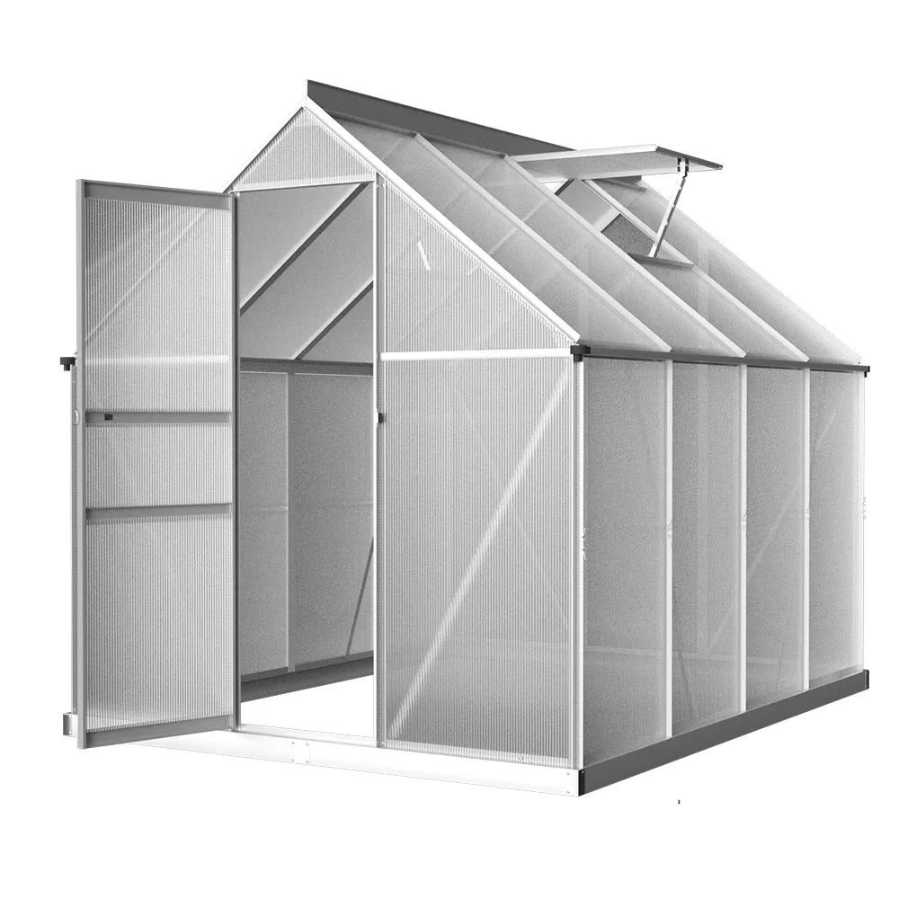 Green Fingers Greenhouse 2.42x1.9x1.95M Aluminium Polycarbonate Green House Garden Shed - Mekamart Australia