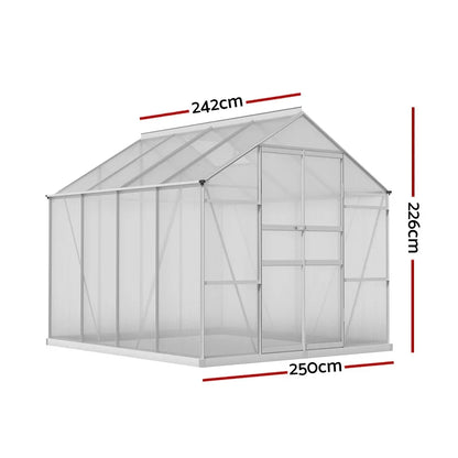 Green Fingers Greenhouse 2.42x2.5x2.26M Aluminium Double Doors Green House Garden Shed - Mekamart Australia
