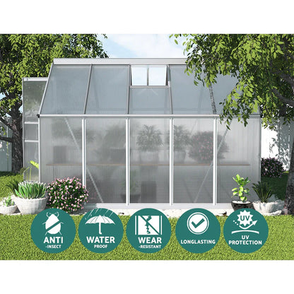 Green Fingers Greenhouse 3x2.5x2.26M Double Doors Aluminium Green House Garden Shed - Mekamart Australia