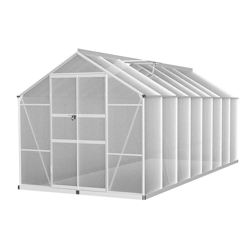 Green Fingers Greenhouse 4.7x2.5x2.26M Double Doors Aluminium Green House Garden Shed - Mekamart Australia