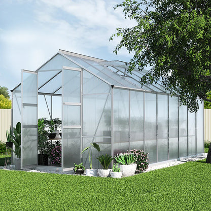 Green Fingers Greenhouse 4.7x2.5x2.26M Double Doors Aluminium Green House Garden Shed - Mekamart Australia
