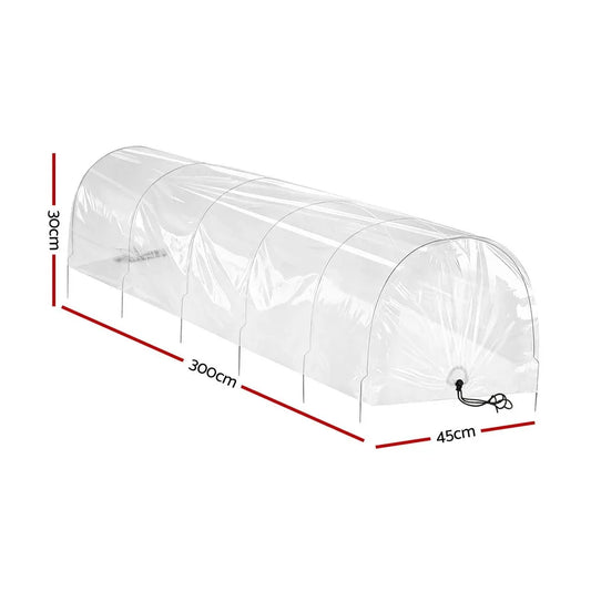 Green Fingers Mini Greenhouse 300x45x30cm Tunnel Clear PVC Steel Frame Portable - Mekamart Australia