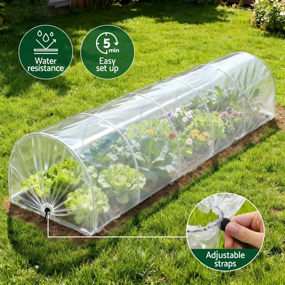 Green Fingers Mini Greenhouse 300x45x30cm Tunnel Clear PVC Steel Frame Portable - Mekamart Australia